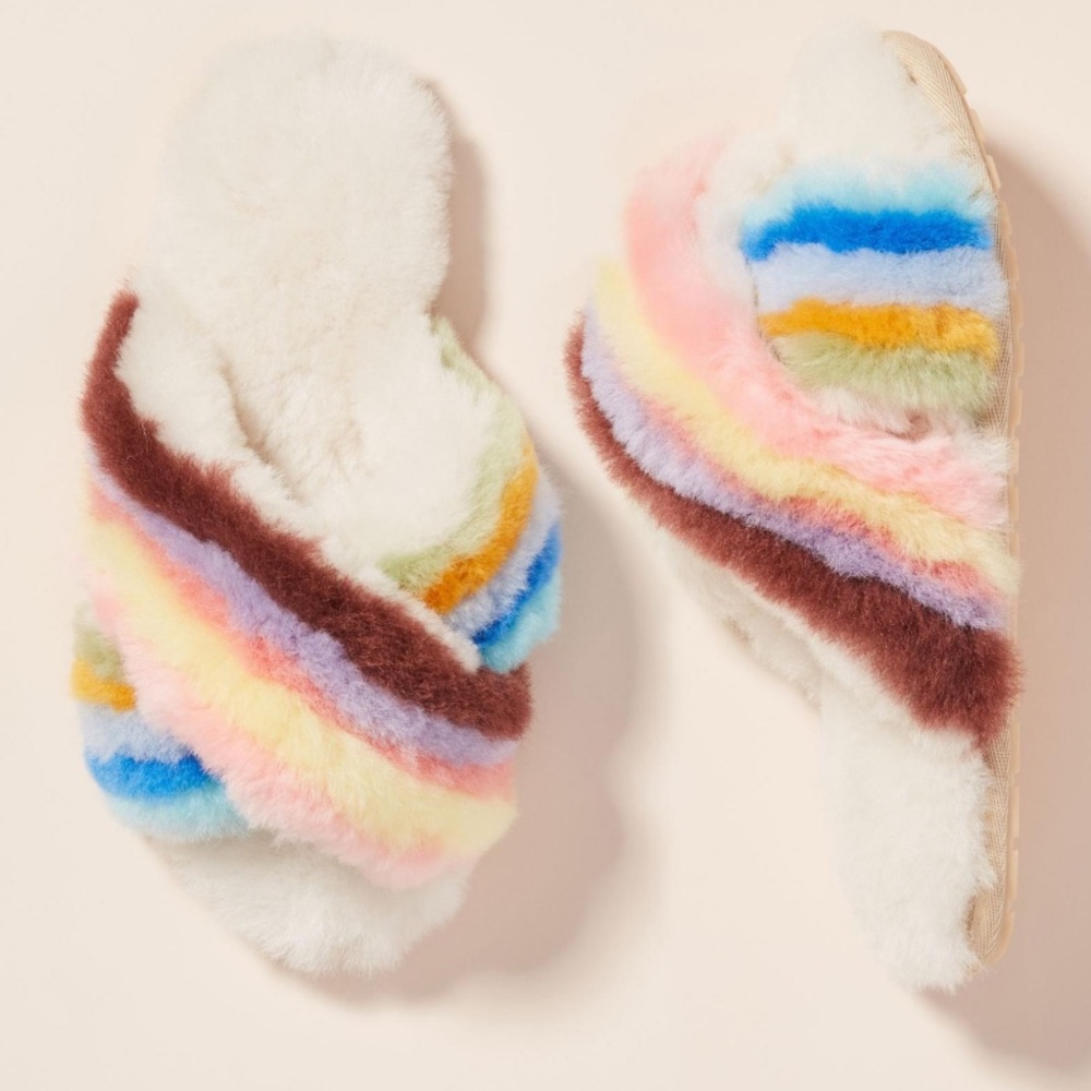 Emu Australia Mayberry Rainbow Slippers size 8
